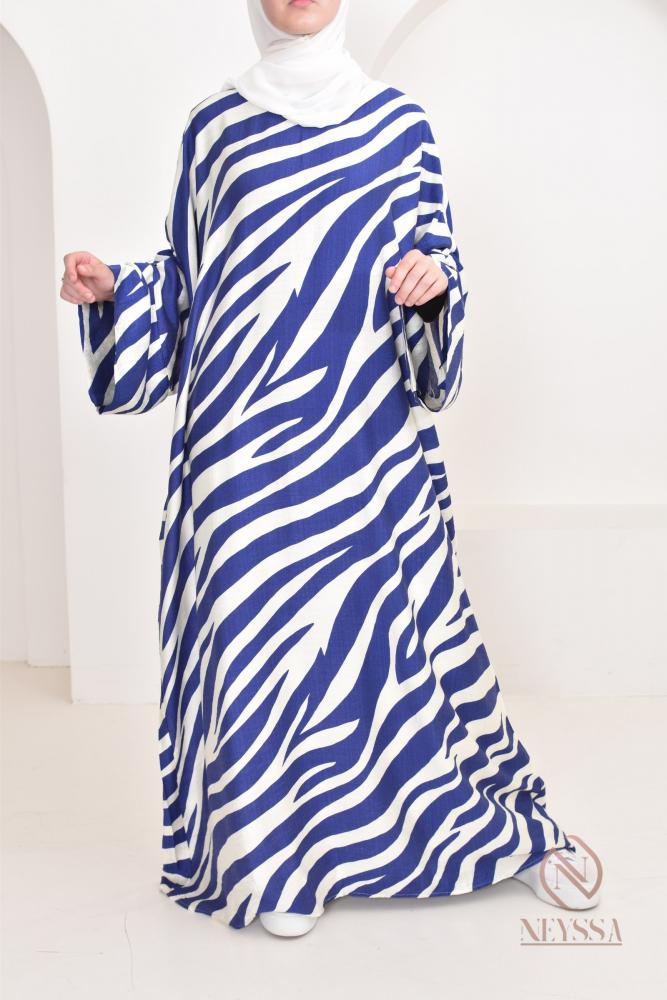 Langes Kleid mit Leinen-Effekt ZOHRA Blau