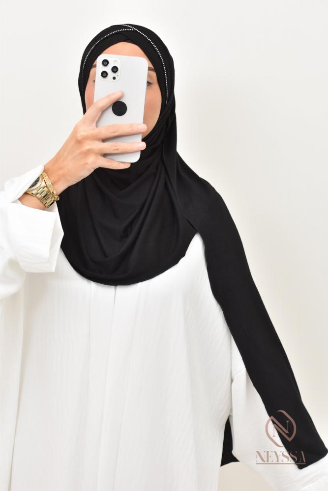 Hijab slip-on jersey with rhinestones NUJÛM