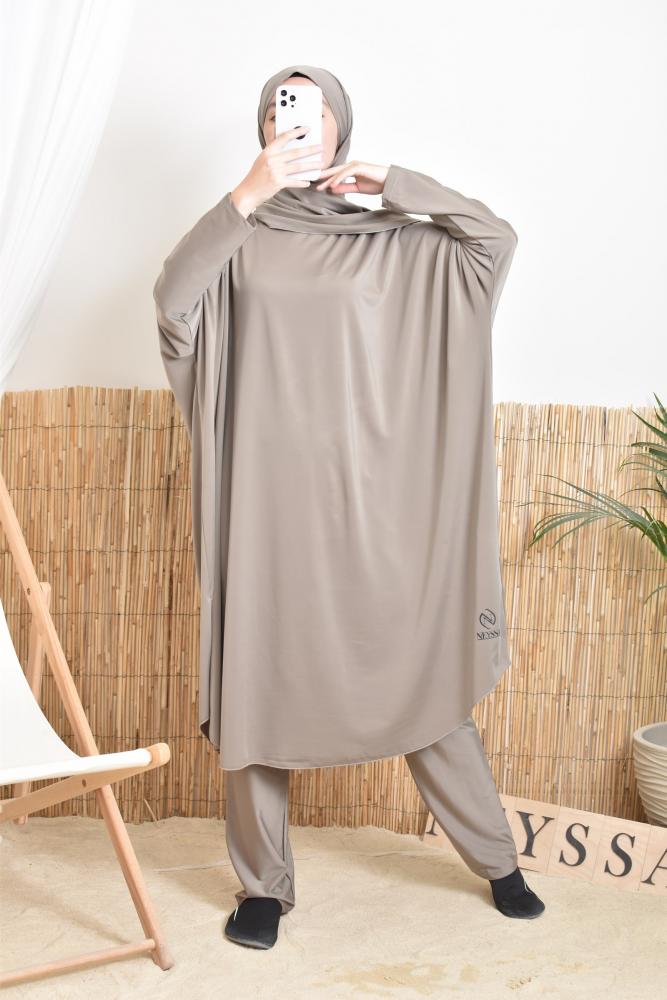 Burkini große Größen Schmetterling MAJORQUE taupe