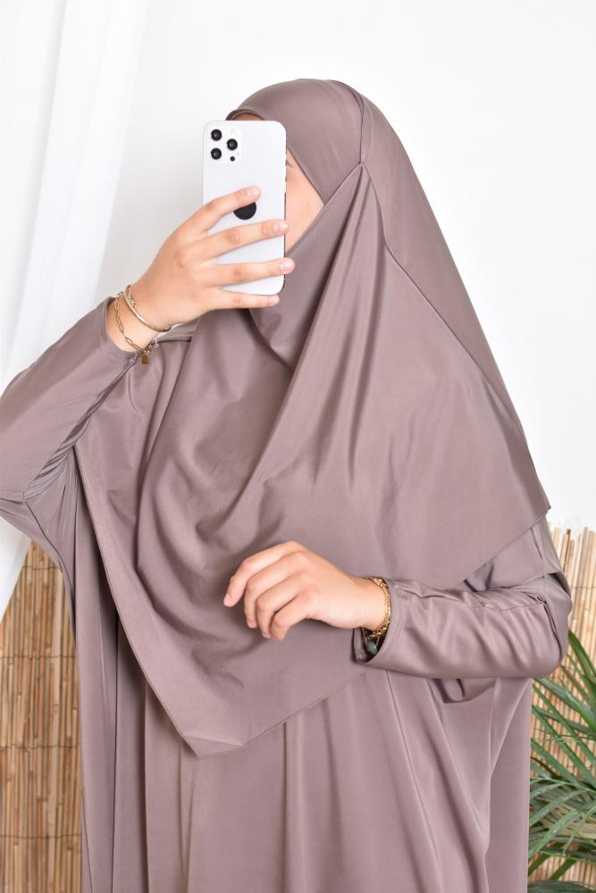 Dark taupe bath khimar