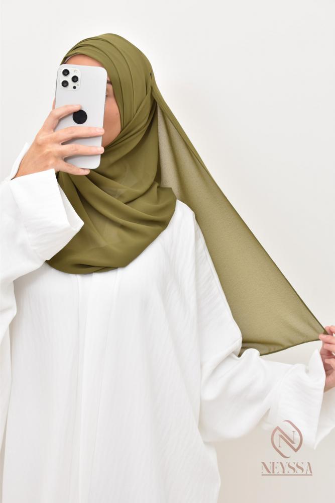 Hijab à enfiler crêpe mousseline