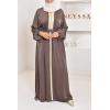 Langes besticktes Kleid Emine Beige