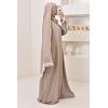 Abaya hijab integrated embroidered Mawazine Dark Nude