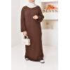 Linen-effect dress with puffed sleeves Najiba