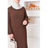 Linen-effect dress with puffed sleeves Najiba