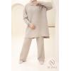 Women's taupe woven set