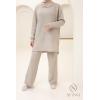 Women's taupe woven set