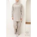 Damen-Ensemble aus gewebter Masche Urban Cocoon Taupe