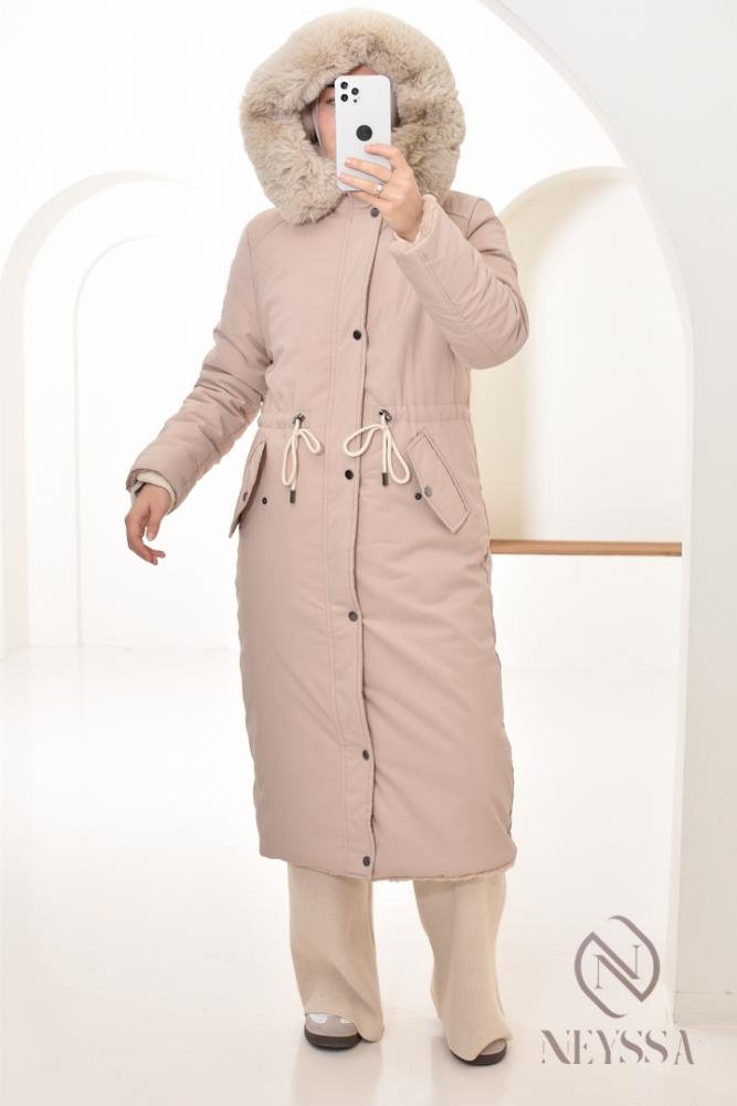 Parka réversible fourrure Beige FEMME