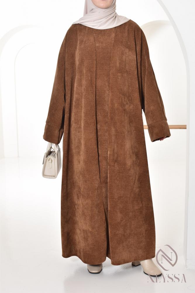 Ensemble kimono en velours Modesty Marron