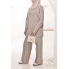 Damen-Ensemble aus gewebter Masche Essential Taupe