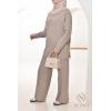 Damen-Ensemble aus gewebter Masche Essential Taupe