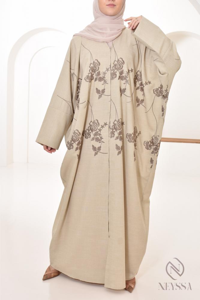 Abaya Dubaï papillon Nejla Crème