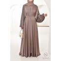 Abaya Dubai rhinestone HIND Dark Nude