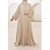 Abaya Dubaï strass Djita Beige