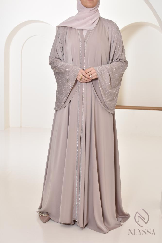 Abaya Dubaï strass Reem Vieux Rose