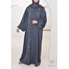 Abaya Dubaï kimono SALIMA Gris Bleuté