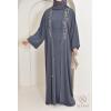 Abaya Dubaï kimono SALIMA Gris Bleuté