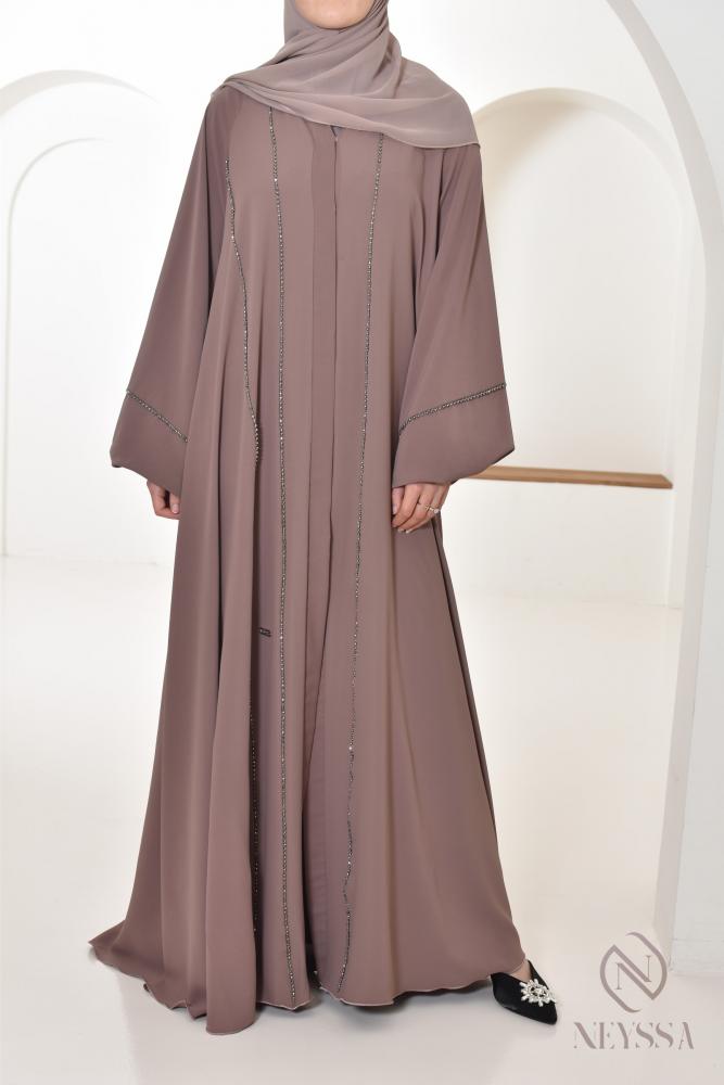 Abaya Dubai Strass HIND Dark Nude