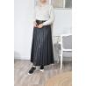 long pleated skirt in imitation leather