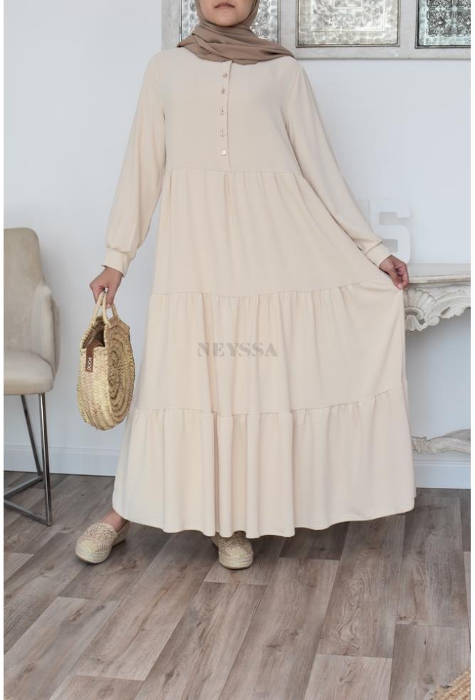 Bohemian long dress with buttons