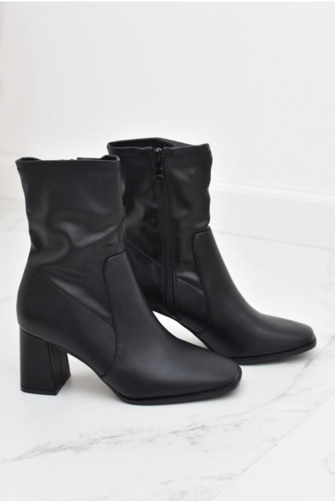 Black thick heel booties 