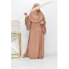 Abaya with puffed sleeves and khimar: