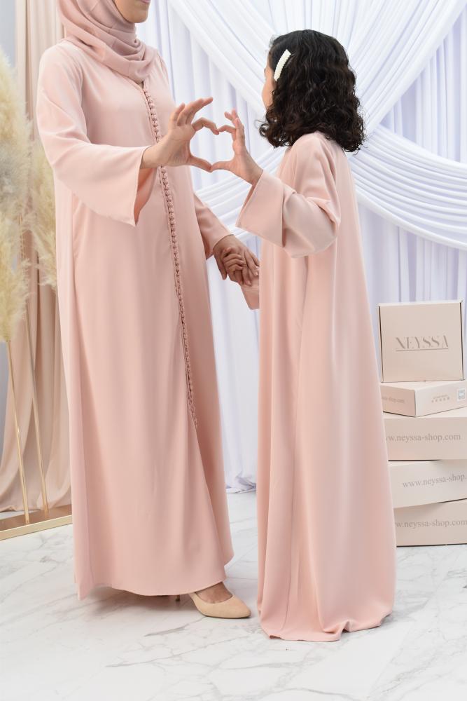 Abaya Mutter oder Mädchen Nouhrane Beige rosé