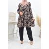 Long flared tunic with floral print