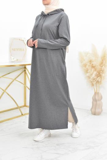 Dubai Abaya Kaftan Chiffon Rhinestones Pearl Muslim Women Maxi Dress Coffee 