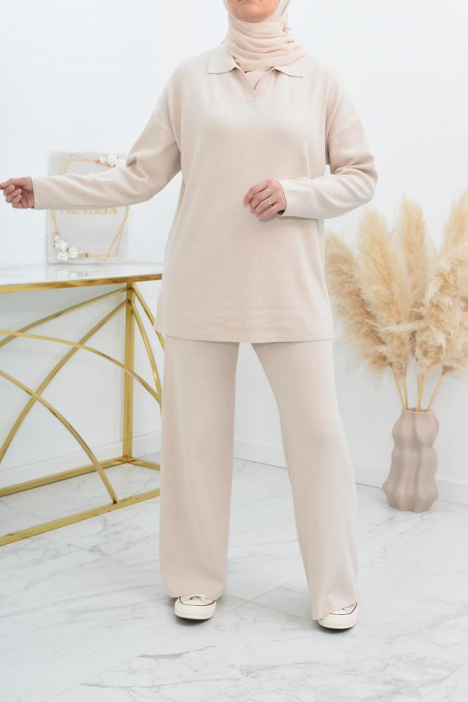 Women's cocooning woven set beige