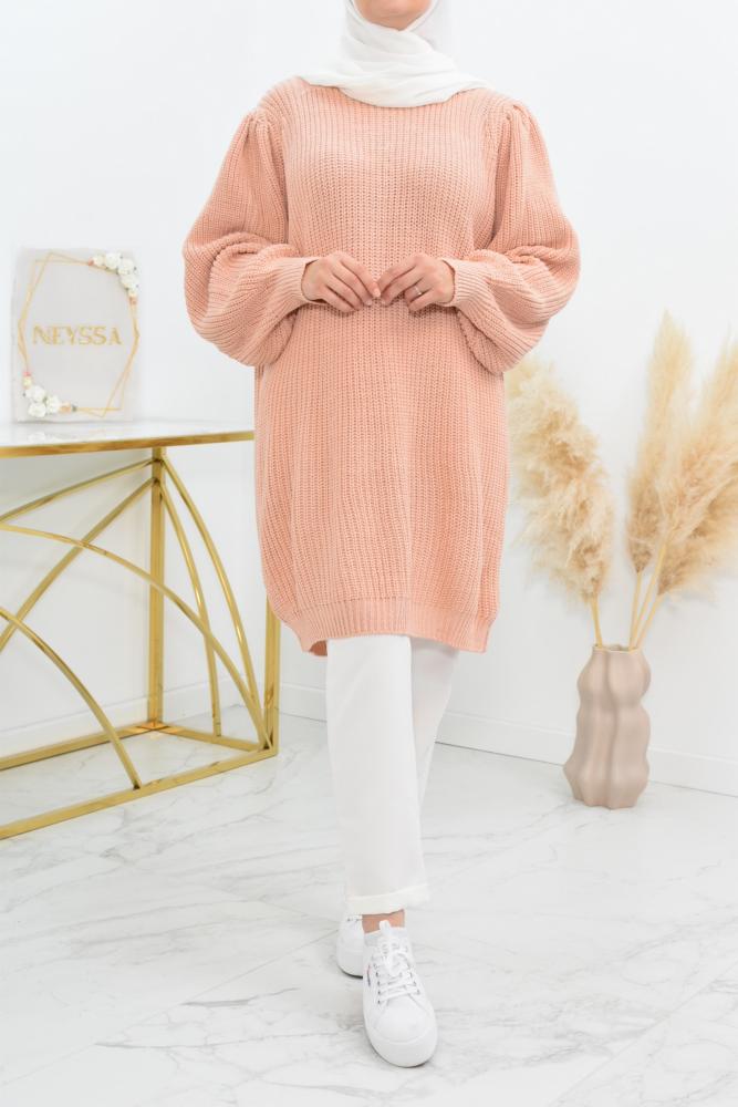 Long ribbed tunic sweater