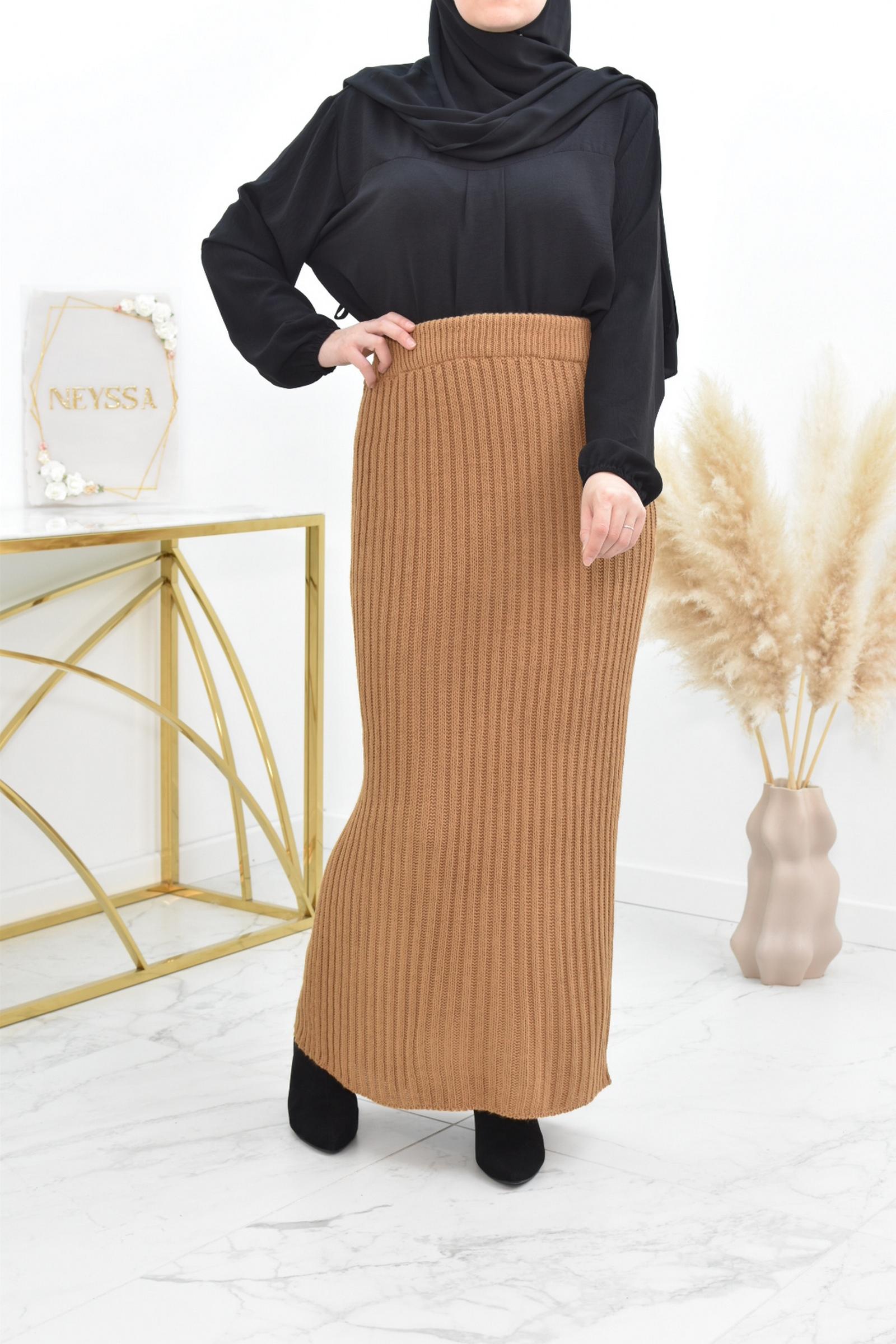 Jupe longue en maille tricot femme musulmane