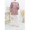 Satin flared tunic with puffed sleeves