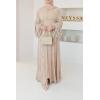 Abaya Dubaï beige manches bouffantes perles Neyssa Shop