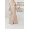 Abaya Dubai beige puffed sleeves beads Neyssa Shop