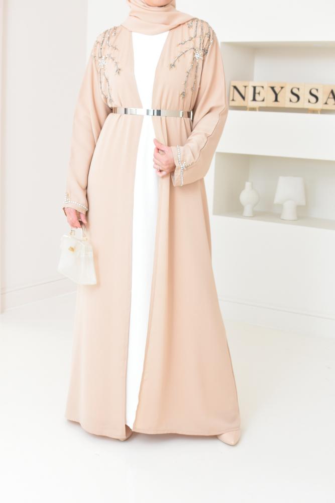 Abaya kimono Dubaï 3 pièces beige Neyssa shop