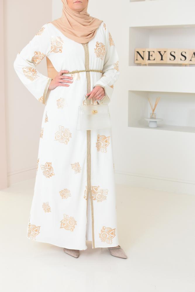 Abaya caftan Nihad blanc cassé