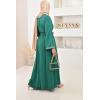 Robe longue évasée brodée Ihssane VERT