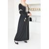 Abaya Eid im Stil eines marokkanischen Kaftans Joud schwarz