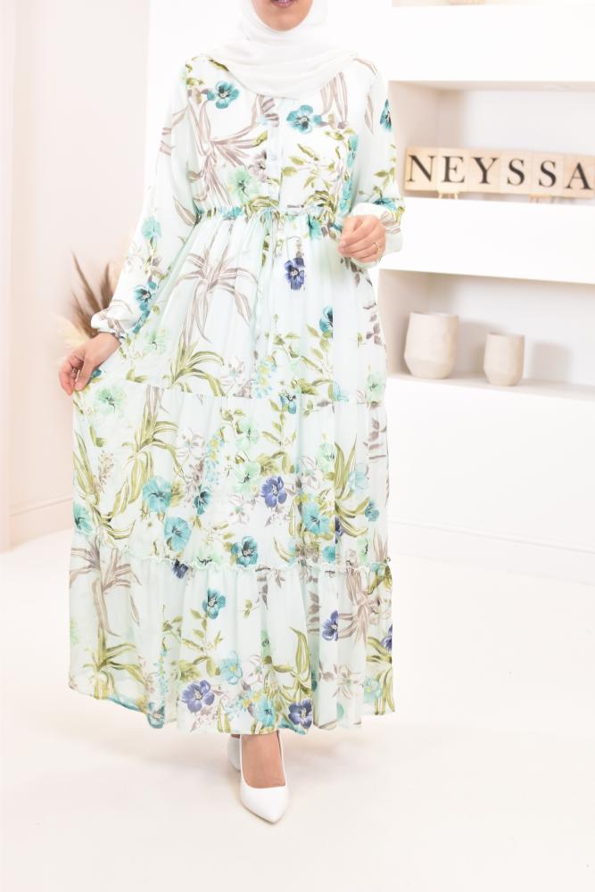 Beige Nysrine floral muslin long dress