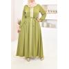 Langes besticktes Kleid Emine Beige