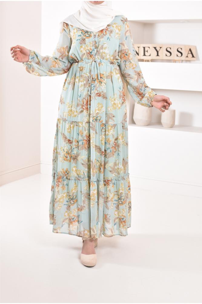 Freesia floral chiffon shirt dress