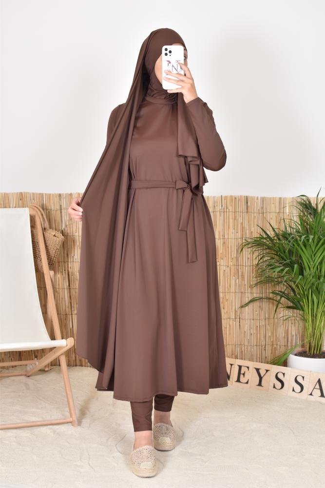 Burkini long hijab slip-on brown Neyssa shop