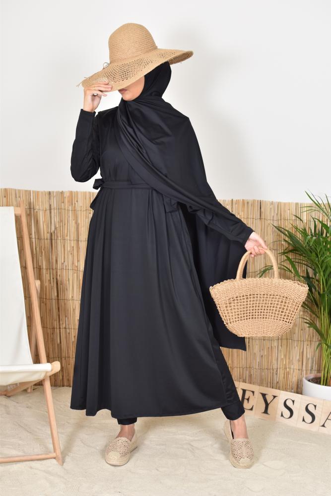 Burkini long hijab slip-on Al Nakheel black