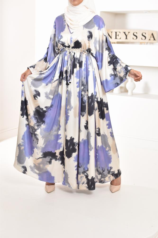 Langes Satin-Kleid mit lila Druck Neyssa shop 