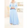 Ihssane blue embroidered flared maxi dress