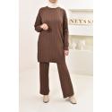 ELIZA women's rib knit set Chocolate