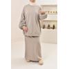 Taupe sweatshirt-skirt set SANA