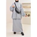 SANA grey mottled sweatshirt-skirt set